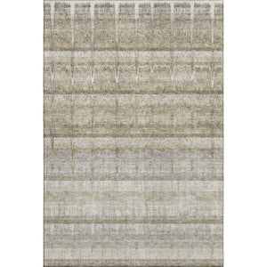 HomeRoots 10' X 14' Stylish Taupe Gray & Beige Striped Washable Area Rug with UV Protection for Active Homes 652869