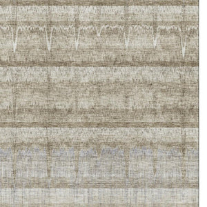 HomeRoots 10' X 14' Stylish Taupe Gray & Beige Striped Washable Area Rug with UV Protection for Active Homes 652869