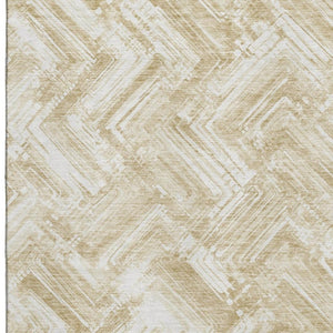 HomeRoots 5' X 8' Beige and Ivory Chevron Area Rug - Washable, UV Protected, Stain Resistant for Busy Homes 652871