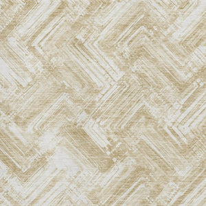 HomeRoots 10' Beige & Ivory Chevron Area Rug - Washable, UV Protected, Durable for Homes with Kids & Pets! 652875