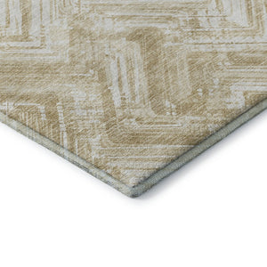 HomeRoots 10' Beige & Ivory Chevron Area Rug - Washable, UV Protected, Durable for Homes with Kids & Pets! 652875