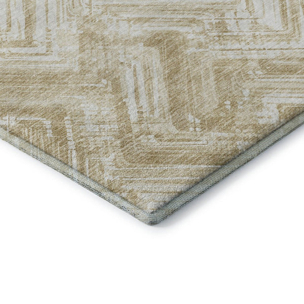 HomeRoots 10' Beige & Ivory Chevron Area Rug - Washable, UV Protected, Durable for Homes with Kids & Pets! 652875