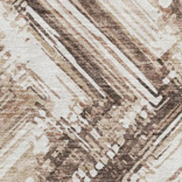 HomeRoots 5' X 8' Brown And Ivory Chevron Area Rug - Washable, Stain-Resistant, UV Protected for Everyday Living 652877