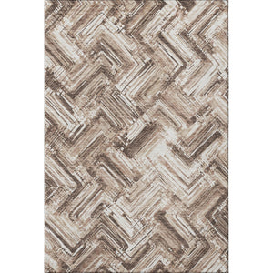 HomeRoots 9' X 12' Brown And Ivory Chevron Area Rug – Washable, UV-Protected, Stain-Resistant for High Traffic Areas 652880