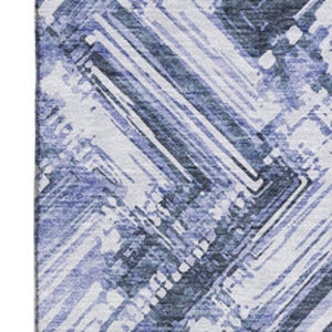 HomeRoots 5' X 8' Chevron Area Rug in Blue & Ivory - Washable, UV-Protected, Durable for High-Traffic Homes 652883