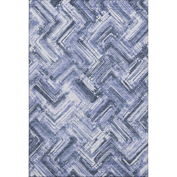 HomeRoots 10' Blue and Ivory Chevron Area Rug – Washable, UV Protected, Stain Resistant for High-Traffic Spaces 652887