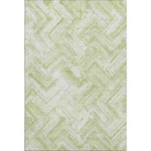 HomeRoots 10' Green And Ivory Chevron Washable Area Rug - UV Protected, Durable, Soft for Indoor & Outdoor Use 652893