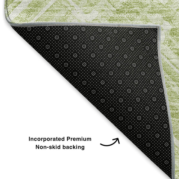 HomeRoots 10' Green And Ivory Chevron Washable Area Rug - UV Protected, Durable, Soft for Indoor & Outdoor Use 652893