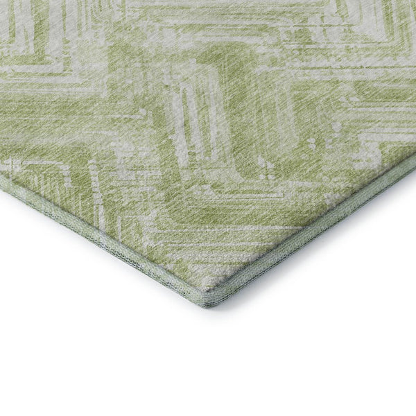HomeRoots 10' Green And Ivory Chevron Washable Area Rug - UV Protected, Durable, Soft for Indoor & Outdoor Use 652893
