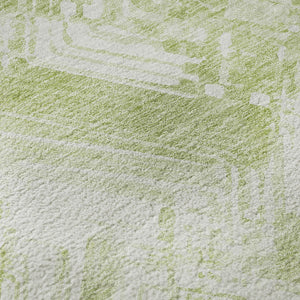 HomeRoots 10' Green And Ivory Chevron Washable Area Rug - UV Protected, Durable, Soft for Indoor & Outdoor Use 652893