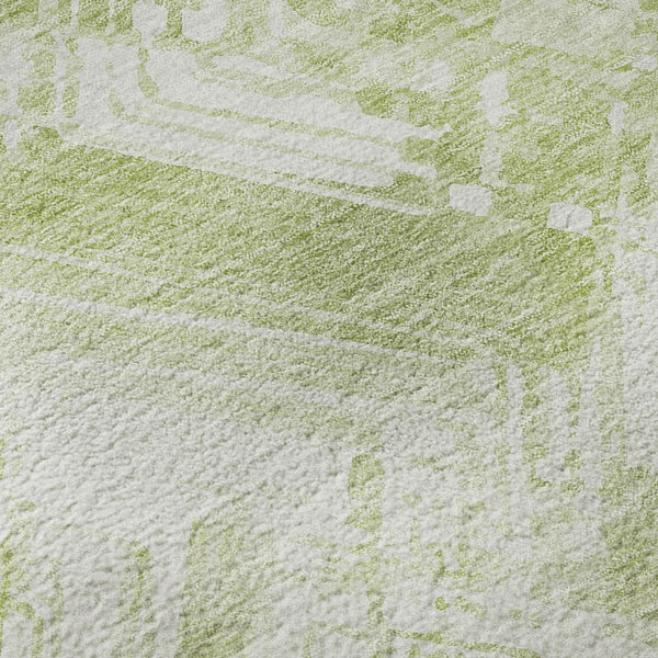 HomeRoots 10' Green And Ivory Chevron Washable Area Rug - UV Protected, Durable, Soft for Indoor & Outdoor Use 652893
