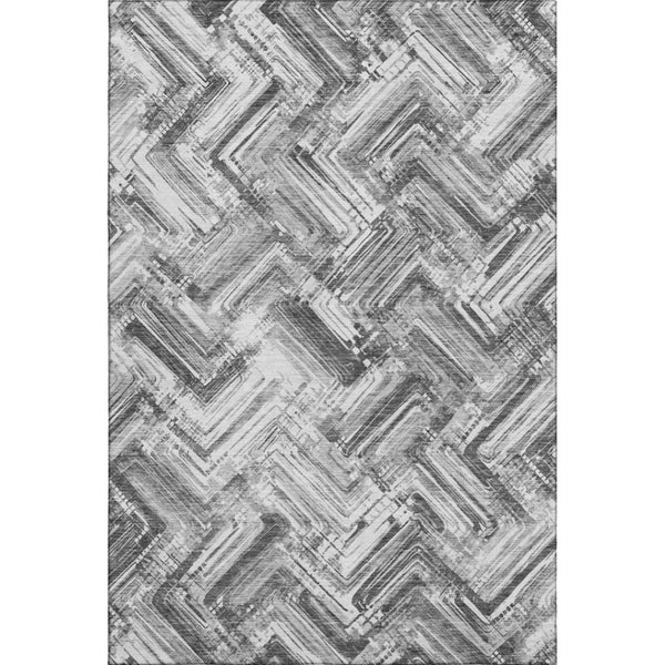 HomeRoots 8' X 10' Gray and Ivory Chevron Area Rug - Washable, UV Resistant, Stylish & Durable for Every Home 652897