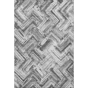 HomeRoots 8' X 10' Gray and Ivory Chevron Area Rug - Washable, UV Resistant, Stylish & Durable for Every Home 652897