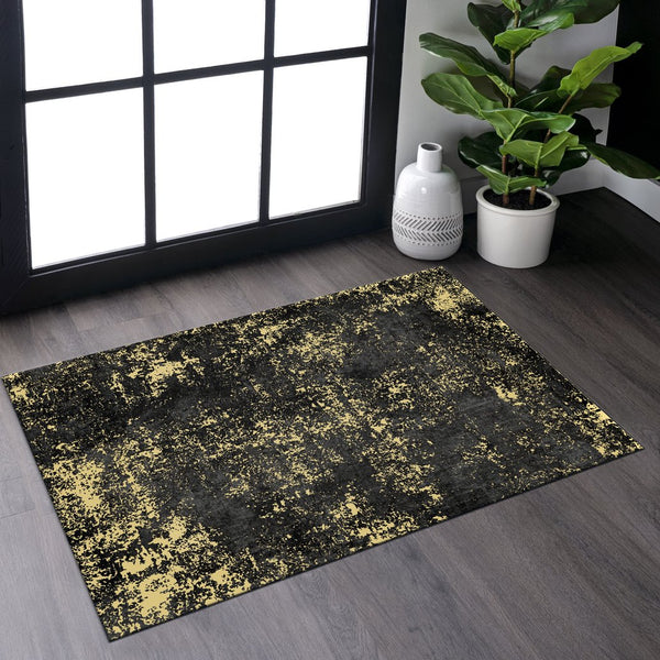 English Elm Maval Black Washable Rug 2' X 3' Doormat - Stylish Boho Design, Non-Slip, Easy Care & Durable! B189P188979