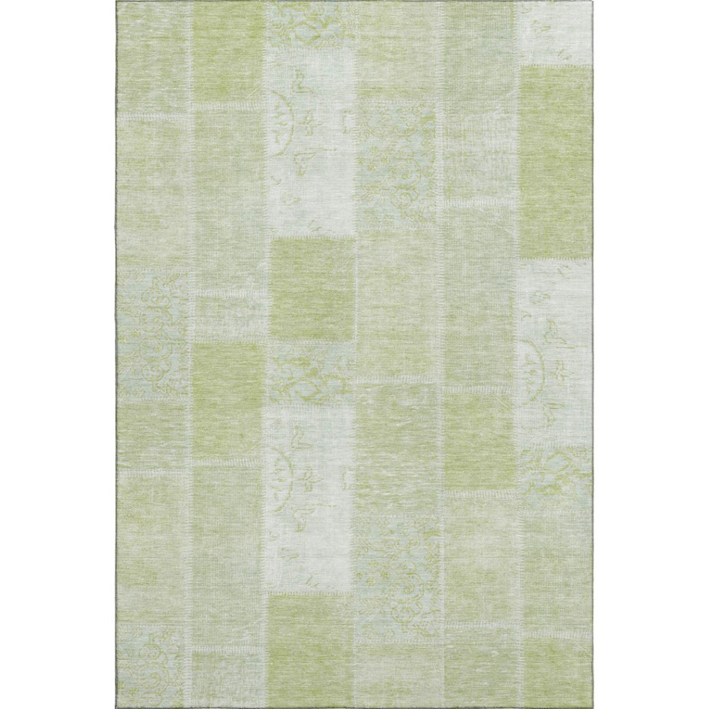 HomeRoots 8' X 10' Artichoke Green & Ivory Washable Area Rug with UV Protection - Durable, Stylish & Easy Care 652909