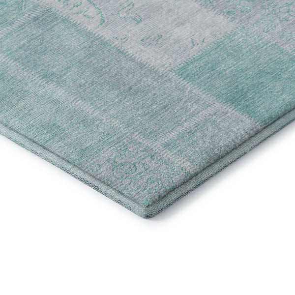 HomeRoots 5' X 8' Aqua and Ivory Patchwork Area Rug – Durable, Washable, and UV-Protected for Any Space! 652913