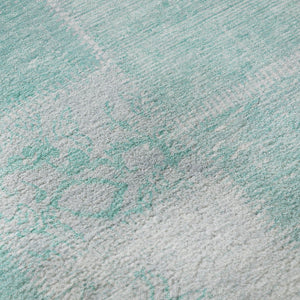 HomeRoots 5' X 8' Aqua and Ivory Patchwork Area Rug – Durable, Washable, and UV-Protected for Any Space! 652913