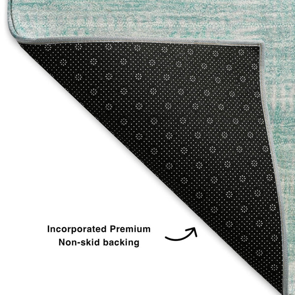 HomeRoots 9' X 12' Aqua & Ivory Patchwork Area Rug – Durable, Stain-Resistant, UV-Protected for Any Room 652916