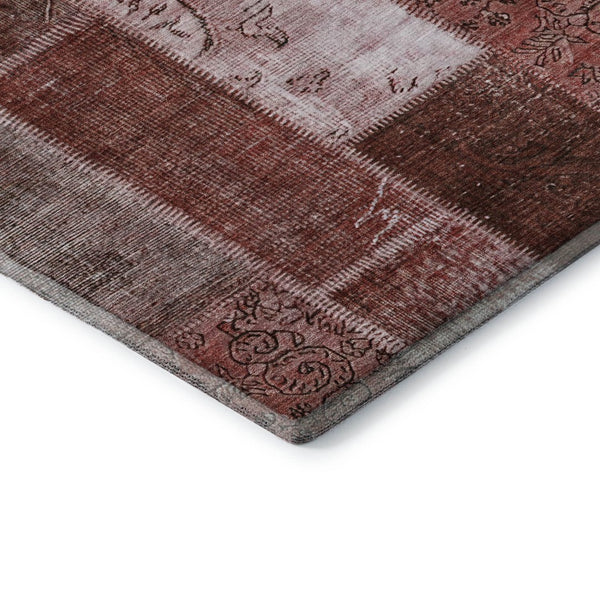HomeRoots 5' X 8' Burgundy & Ivory Patchwork Area Rug - Stain-Resistant, UV-Protected for Busy Homes 652919