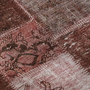 HomeRoots 9' X 12' Burgundy & Ivory Patchwork Washable Area Rug - Stain-Resistant, UV-Protected Charm for Homes! 652922