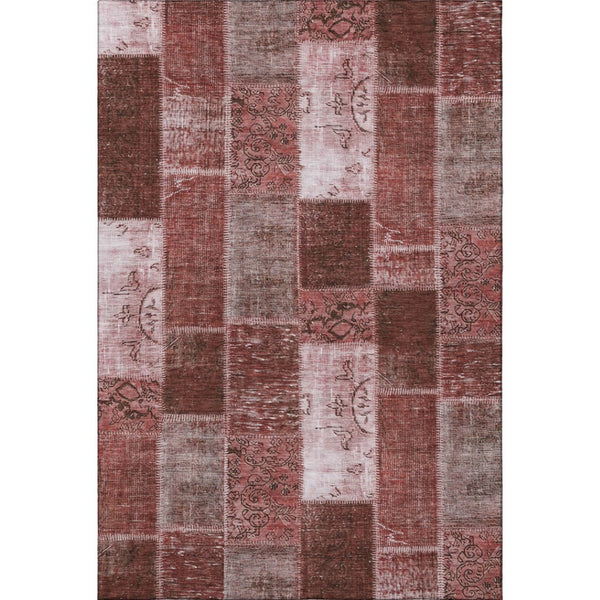 HomeRoots 10' X 14' Burgundy and Ivory Patchwork Area Rug - Stylish, Washable, UV-Protected for Homes with Pets 652923