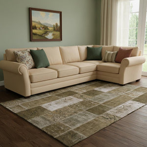 HomeRoots 10' Brown and Ivory Patchwork Area Rug - Washable, UV-Protected, Stain-Resistant for Busy Homes 652929