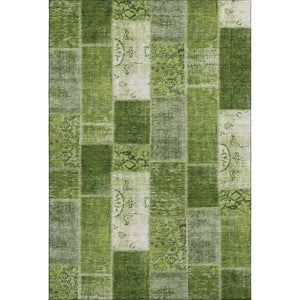 HomeRoots 10' Olive Green & Ivory Patchwork Area Rug - Washable, Stain Resistant, UV Protected for Homes 652941