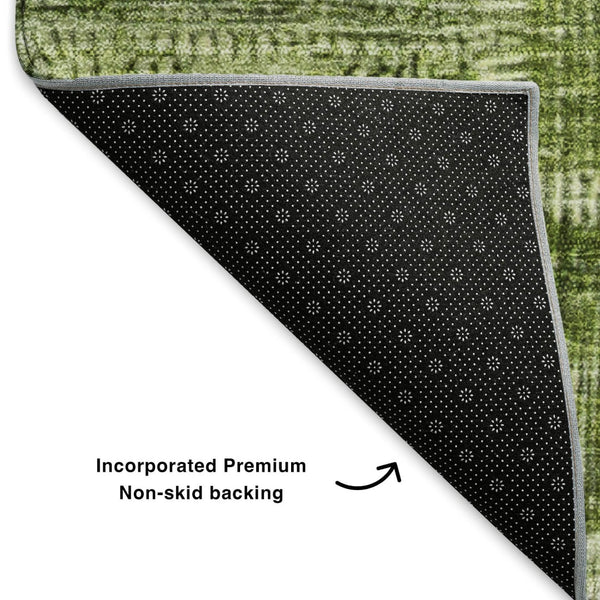 HomeRoots 10' Olive Green & Ivory Patchwork Area Rug - Washable, Stain Resistant, UV Protected for Homes 652941