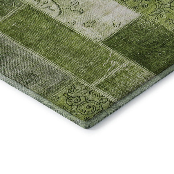 HomeRoots 10' Olive Green & Ivory Patchwork Area Rug - Washable, Stain Resistant, UV Protected for Homes 652941