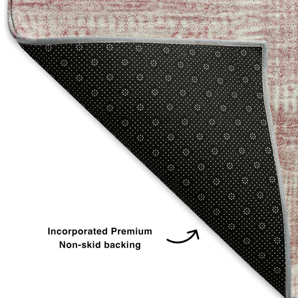 HomeRoots 5' X 8' Pink And Ivory Washable Area Rug – UV Protected, Stain Resistant, Perfect for Homes with Pets! 652943