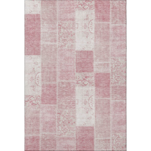 HomeRoots 5' X 8' Pink And Ivory Washable Area Rug – UV Protected, Stain Resistant, Perfect for Homes with Pets! 652943