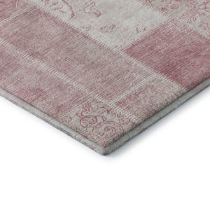 HomeRoots 8' X 10' Pink and Ivory Patchwork Area Rug - Washable, Stain-Resistant, UV Protected for Kids & Pets 652945