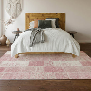 HomeRoots 10' Pink and Ivory Patchwork Area Rug - Washable, UV Protected, Durable for High-Traffic Spaces 652947