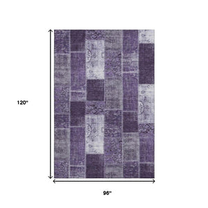 HomeRoots 8' X 10' Purple And Ivory Patchwork Washable Area Rug - Stylish, Durable, UV-Protected for Every Home 652951