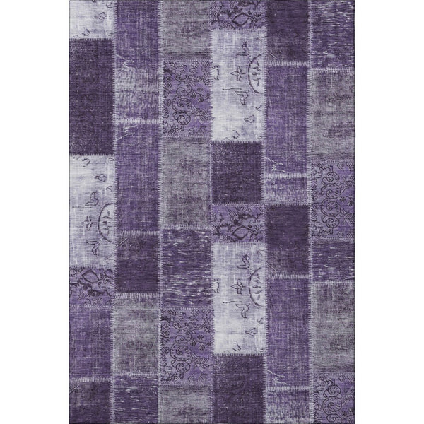 HomeRoots 8' X 10' Purple And Ivory Patchwork Washable Area Rug - Stylish, Durable, UV-Protected for Every Home 652951
