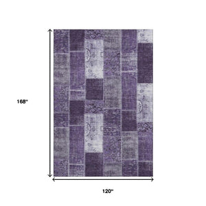 HomeRoots 10' X 14' Purple and Ivory Patchwork Washable Area Rug - UV Protected, Stain-Resistant, Stylish Design 652953