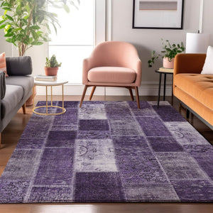 HomeRoots 10' X 14' Purple and Ivory Patchwork Washable Area Rug - UV Protected, Stain-Resistant, Stylish Design 652953