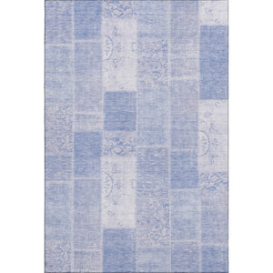 HomeRoots 8' X 10' Sky Blue Ivory Patchwork Area Rug - Durable, Washable, UV-Protected for Stylish Living Spaces 652957