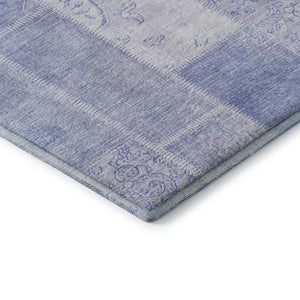 HomeRoots 8' X 10' Sky Blue Ivory Patchwork Area Rug - Durable, Washable, UV-Protected for Stylish Living Spaces 652957