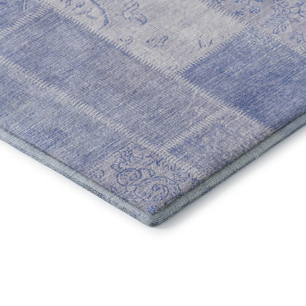 HomeRoots 8' X 10' Sky Blue Ivory Patchwork Area Rug - Durable, Washable, UV-Protected for Stylish Living Spaces 652957