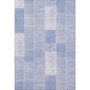 HomeRoots 10' X 14' Sky Blue & Ivory Patchwork Washable Area Rug – UV Protected, Soft, Durable & Stylish! 652959