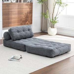 English Elm Folding Floor Sofa Bed Convertible Lounge Chair with Shredded Foam Fill for Bedroom Dark Gray W2200P442794