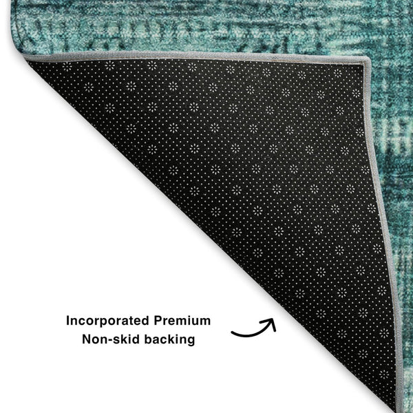 HomeRoots 9' X 12' Teal and Ivory Patchwork Area Rug – Durable, Washable, UV Protected for High-Traffic Spaces 652970