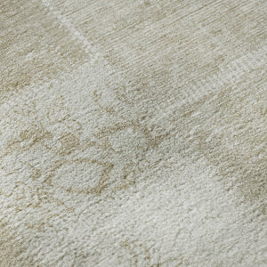 HomeRoots 8' Taupe and Ivory Patchwork Round Rug - Durable, Washable, UV-Protected - Stylish Home Essential! 652974
