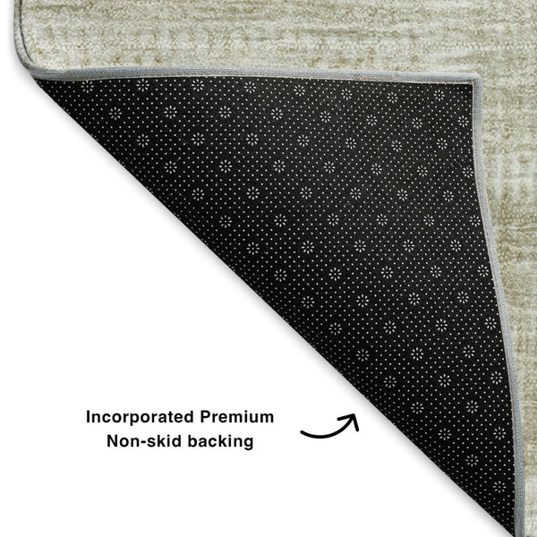 HomeRoots 9' X 12' Taupe And Ivory Patchwork Area Rug - Stain-Resistant, UV-Protected, Easy-Clean Design! 652976