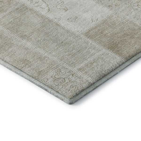 HomeRoots 9' X 12' Taupe And Ivory Patchwork Area Rug - Stain-Resistant, UV-Protected, Easy-Clean Design! 652976