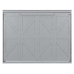 English Elm Queen Murphy Wall Bed with Usb Ports Space Saving Cabinet for Guest or Home Office Gray LP000385AAE