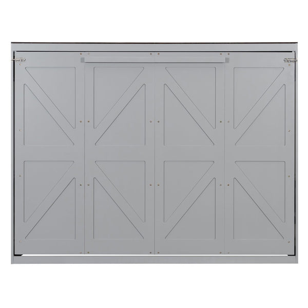 English Elm Queen Murphy Wall Bed with Usb Ports Space Saving Cabinet for Guest or Home Office Gray LP000385AAE