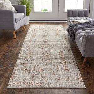 Feizy Rugs Kaia Luxurious Distressed Medallion Area Rug - Soft, Durable, And Fade-resistant For High Traffic Areas Tan,Ivory,Orange Polypropylene,Viscose,Polyester Kai39gkfgryrsti11