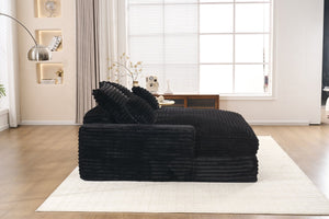 English Elm 028dr-oversized Corduroy Chaise Lounge Sleeper Chair Xxl Seat for Studio Living Black W527S00007